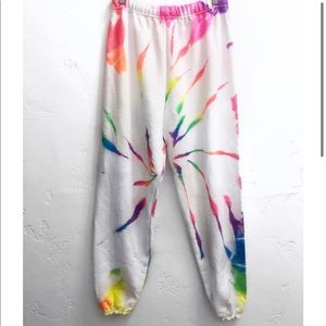 Tie-dye Joggers; neon rainbow